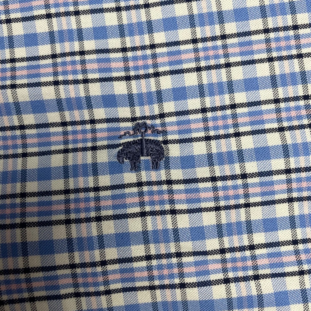Brooks Brothers 1818 Mens Regular Fit Non-Iron Stretch Check Shirt Blue Pink L - Picture 3 of 10